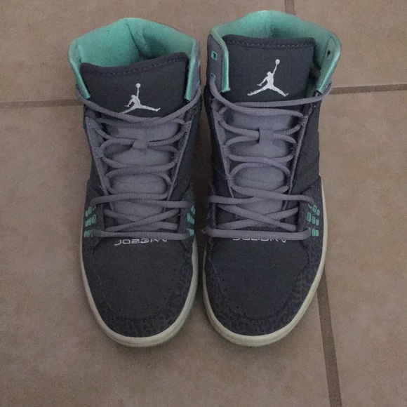 teal and gray jordans